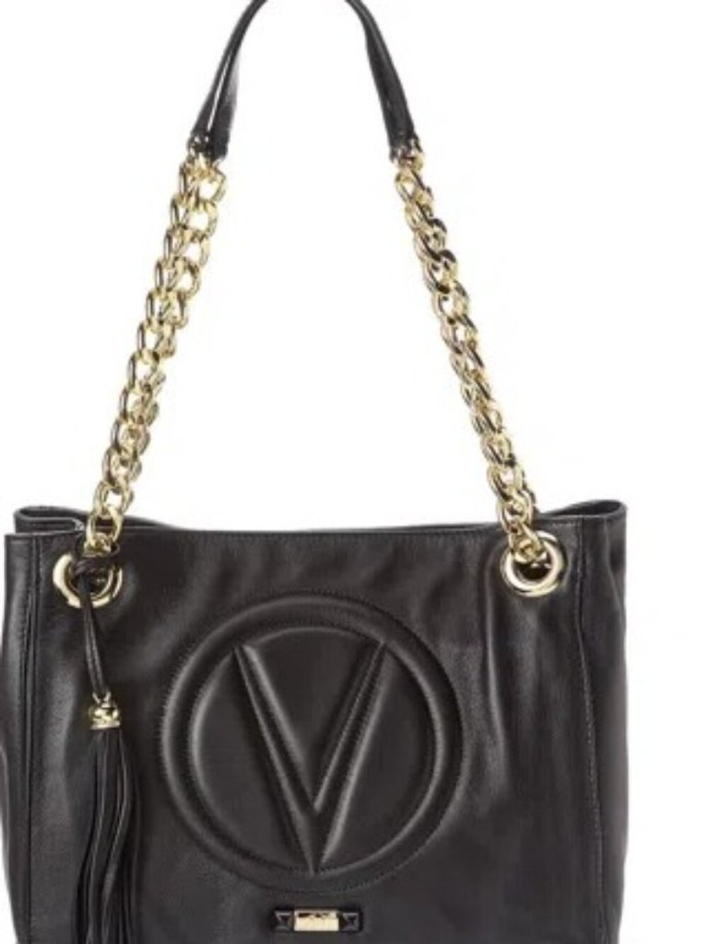 Mario Valentino Luisa Signature Leather Tote black with gold